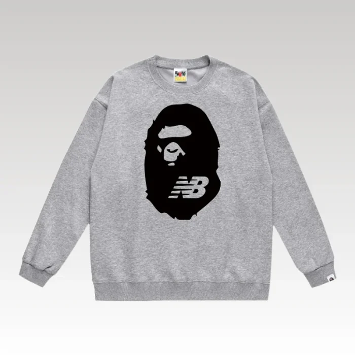 BAPE x New Balance Logo Sweatshirt Grey BP064 - Drip Slum