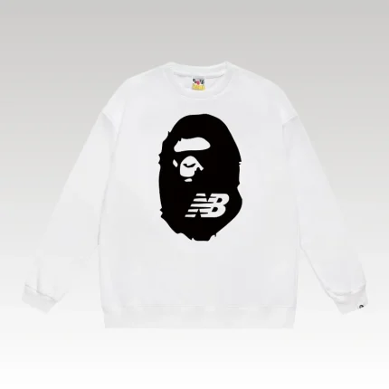 BAPE x New Balance Logo Sweatshirt White BP063 - Drip Slum