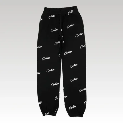 Corteiz All Over Print Joggers Black - Drip Slum