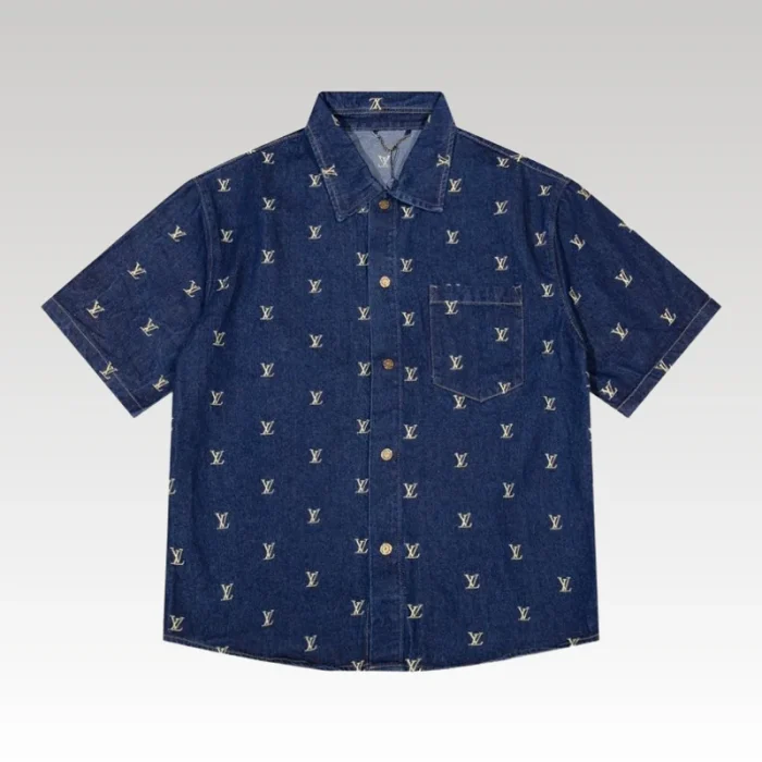 Denim Shirt Louis Vuitton LV Monogram Blue - Drip Slum