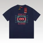 Gucci T-shirt GG Logo Print Navy GC064 - Drip Slum