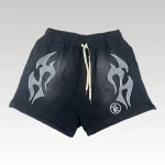 Hellstar Flame Shorts Black - Drip Slum