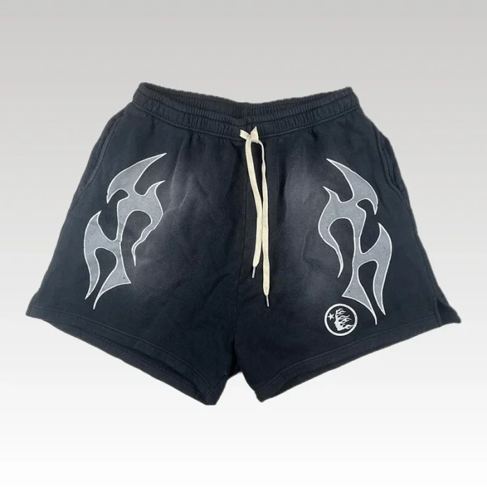 Hellstar Flame Shorts Black - Drip Slum