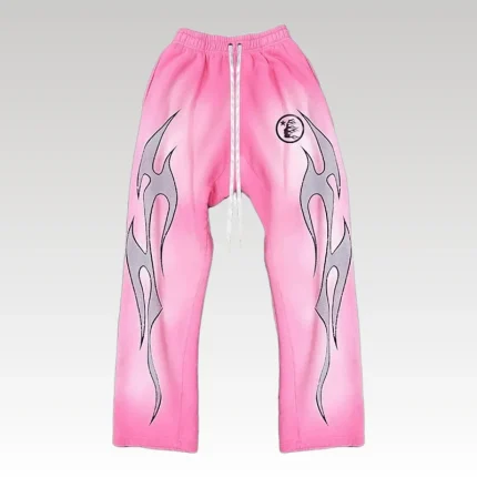 Hellstar Flame Sweatpants Pink/Silver - Drip Slum