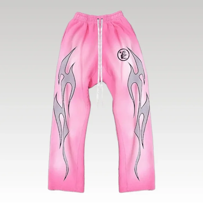 Hellstar Flame Sweatpants Pink/Silver - Drip Slum