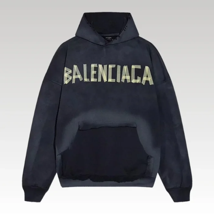 Hoodie Balenciaga BB Distressed Logo Black BL063 - Drip Slum
