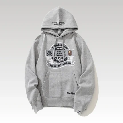 Hoodie BAPE Busy Works Logo Grey BP044 - Drip Slum