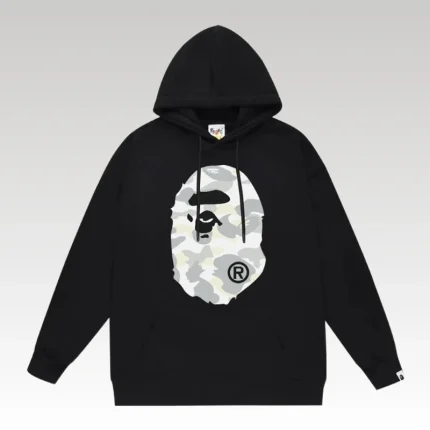 Hoodie Bape Camo Ape Head Black BP059 - Drip Slum