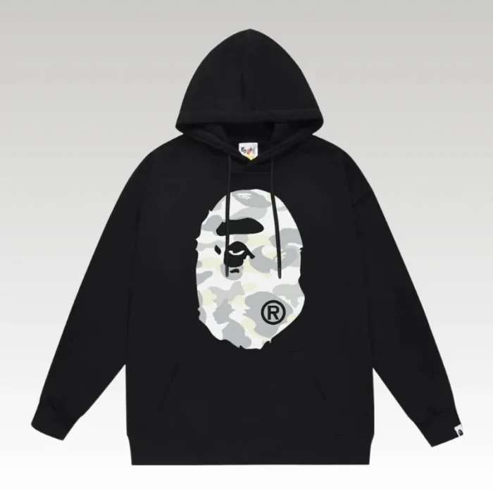 Hoodie Bape Camo Ape Head Black BP059 - Drip Slum
