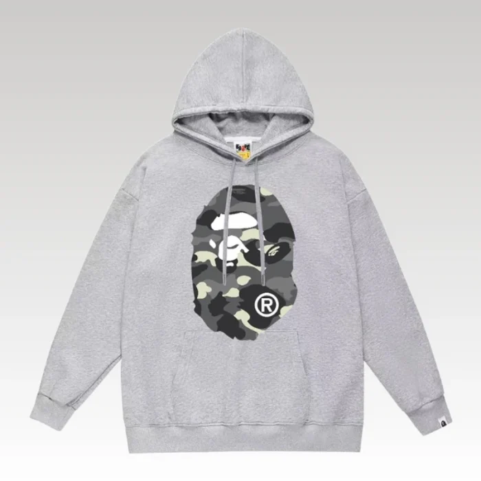 Hoodie Bape Camo Ape Head Grey BP060 - Drip Slum