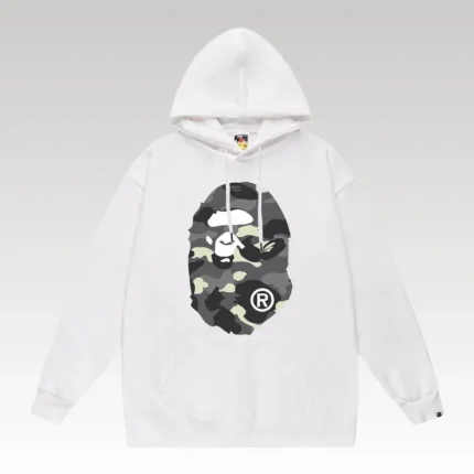 Hoodie Bape Camo Ape Head White BP061 - Drip Slum