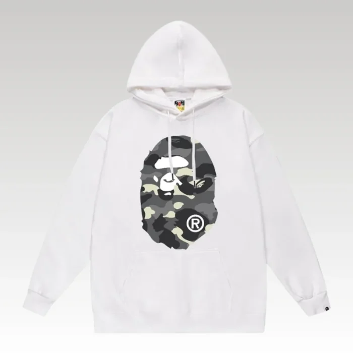 Hoodie Bape Camo Ape Head White BP061 - Drip Slum