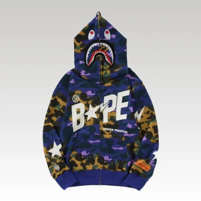 Hoodie BAPE Shark Camo Full Zip BP015 - Drip Slum