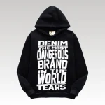 Hoodie Denim Tears Dangerous Brand Black White - Drip Slum
