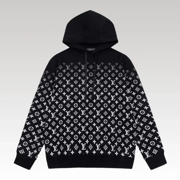Hoodie Louis Vuitton LV Black Monogram Gradient - Drip Slum