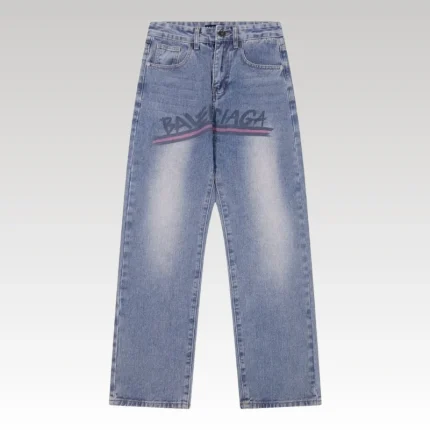 Jeans Balenciaga Logo Vintage Blue BL018 - Drip Slum