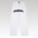 Jeans Balenciaga Logo Vintage White BL019 - Drip Slum