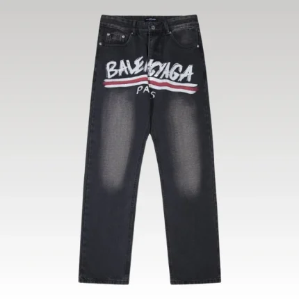 Jeans Balenciaga Paris Black Graphic Logo - Drip Slum