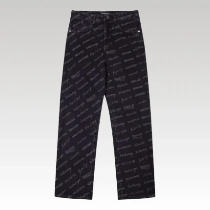 Jeans Balenciaga Signature Print Black BL028 - Drip Slum