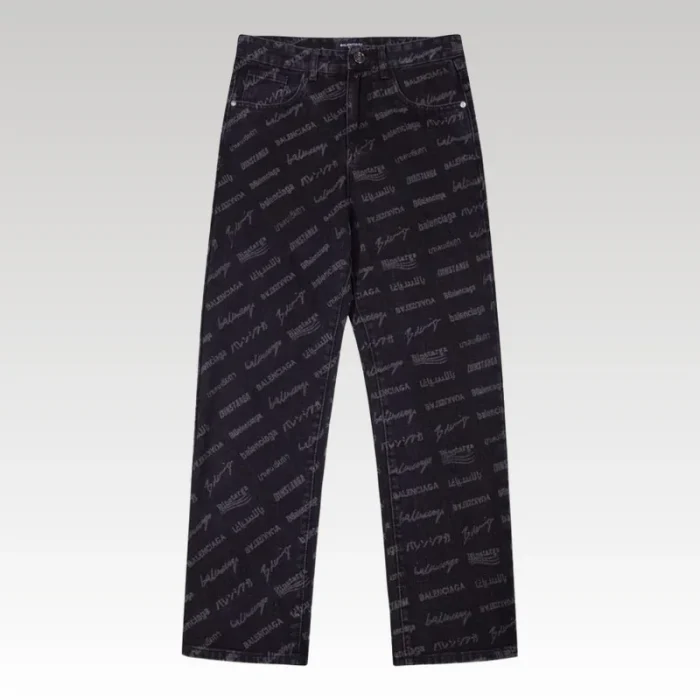 Jeans Balenciaga Signature Print Black BL028 - Drip Slum