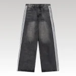 Jeans Balenciaga Striped Black Washed Denim BL032 - Drip Slum