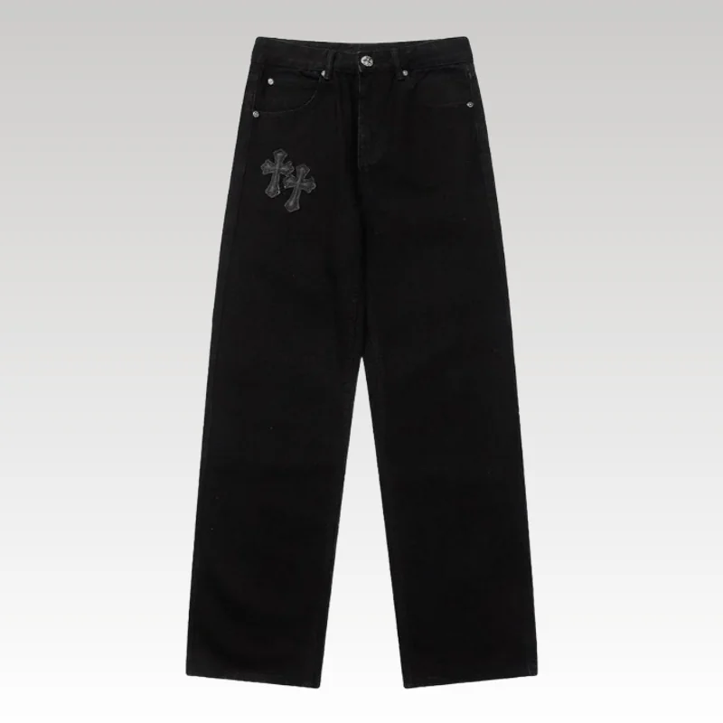 Jeans Chrome Hearts Black Cross Embroidery CH066 - Drip Slum