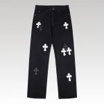 Jeans Chrome Hearts Black White Cross Patch CH025 - Drip Slum