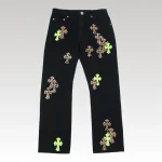 Jeans Chrome Hearts Green & Leopard Cross - Drip Slum