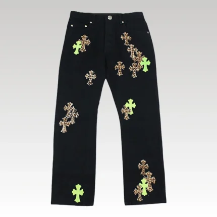 Jeans Chrome Hearts Green & Leopard Cross - Drip Slum