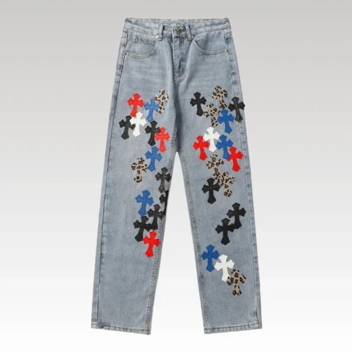 Jeans Chrome Hearts Multicolor Cross Patch CH022 - Drip Slum