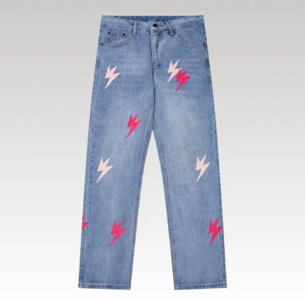 Jeans Denim Lightning Bolt Print CH045 - Drip Slum