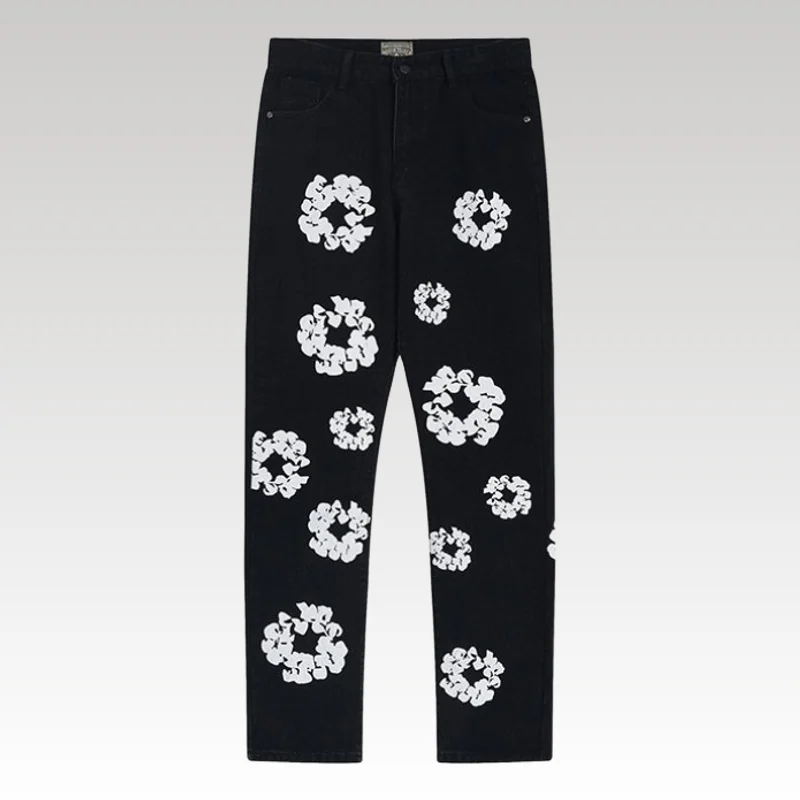 Jeans Denim Tears Floral Print Black - Drip Slum