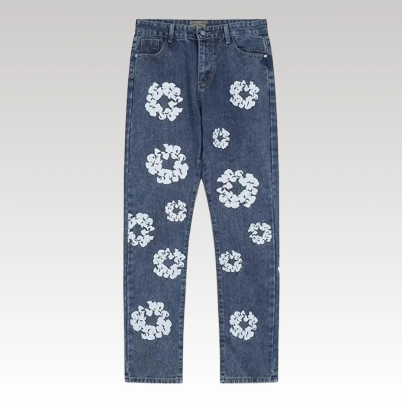Jeans Denim Tears Floral Print Blue - Drip Slum