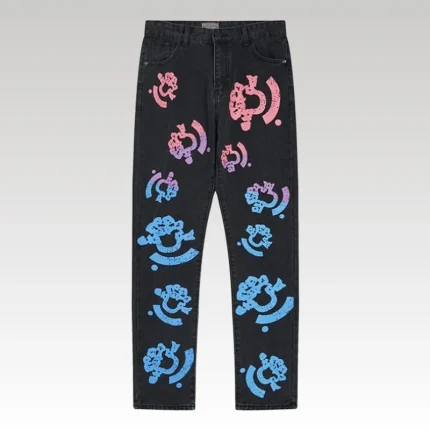 Jeans Denim Tears Multicolor Print Black - Drip Slum