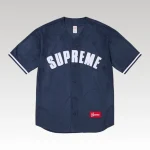 Jersey Supreme Button-Up Velour Logo Navy SP044 - Drip Slum
