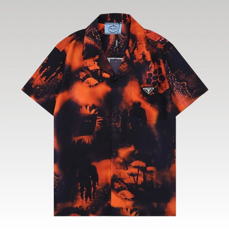 Shirt Prada Orange Black Graphic Print PD031 - Drip Slum