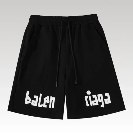 Shorts Balenciaga Balen Ciaga Print Black BL038 - Drip Slum