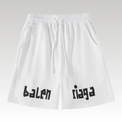 Shorts Balenciaga Balen Ciaga Print White BL037 - Drip Slum