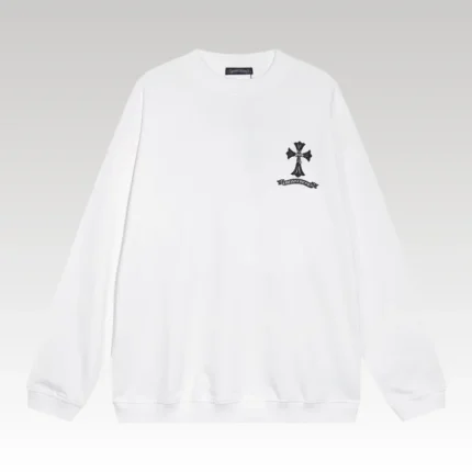 Sweatshirt Chrome Hearts Cross Print White CH050 - Drip Slum
