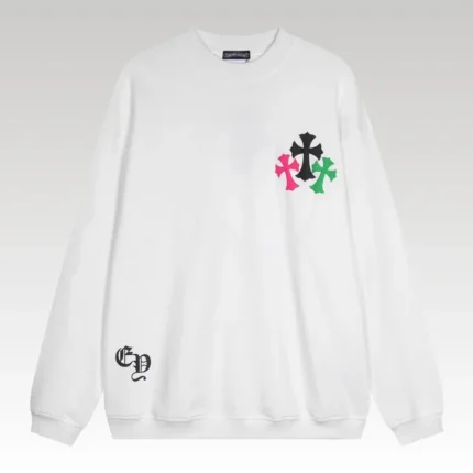 Sweatshirt Chrome Hearts Multicolor Crosses White CH007 - Drip Slum