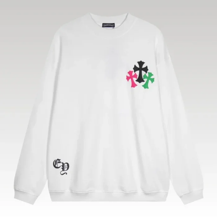 Sweatshirt Chrome Hearts Multicolor Crosses White CH007 - Drip Slum