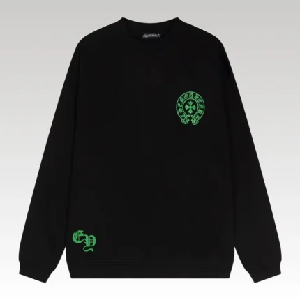 Sweatshirt Chrome Hearts Neon Green Crosses Black CH009 - Drip Slum