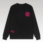 Sweatshirt Chrome Hearts Pink Horseshoe Black CH006 - Drip Slum