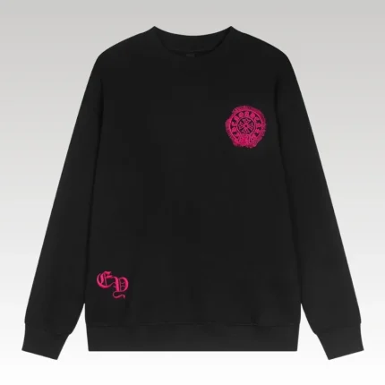 Sweatshirt Chrome Hearts Pink Horseshoe Black CH006 - Drip Slum