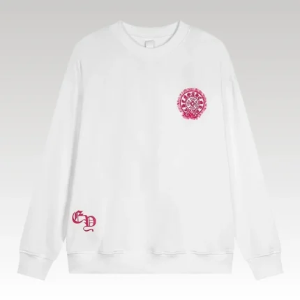 Sweatshirt Chrome Hearts Pink Horseshoe White CH005 - Drip Slum
