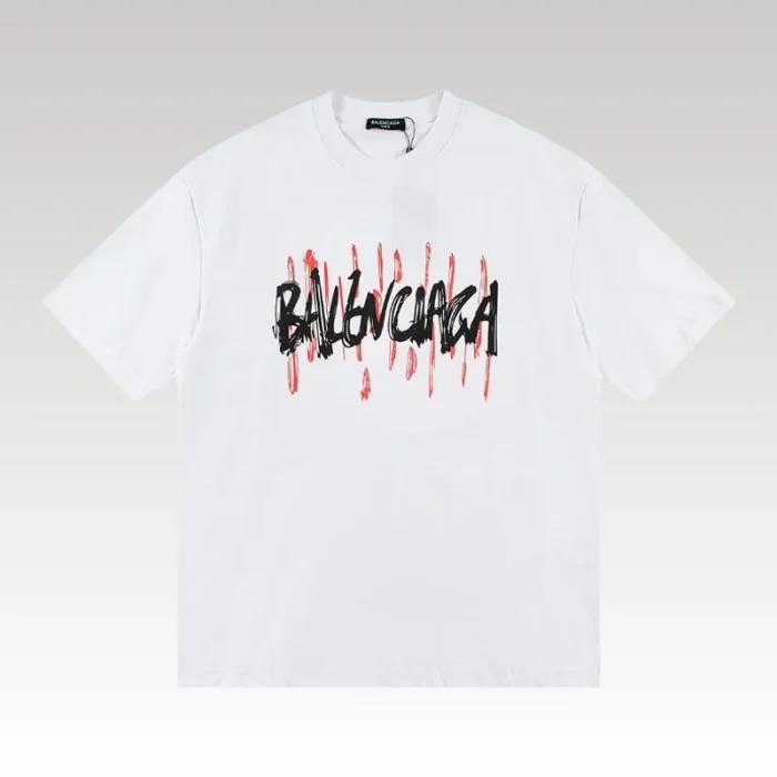 T-shirt Balenciaga Graffiti Print White BL052 - Drip Slum