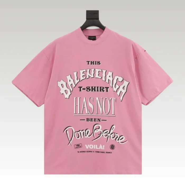 T-shirt Balenciaga Graphic Slogan Distressed Pink BL009 - Drip Slum