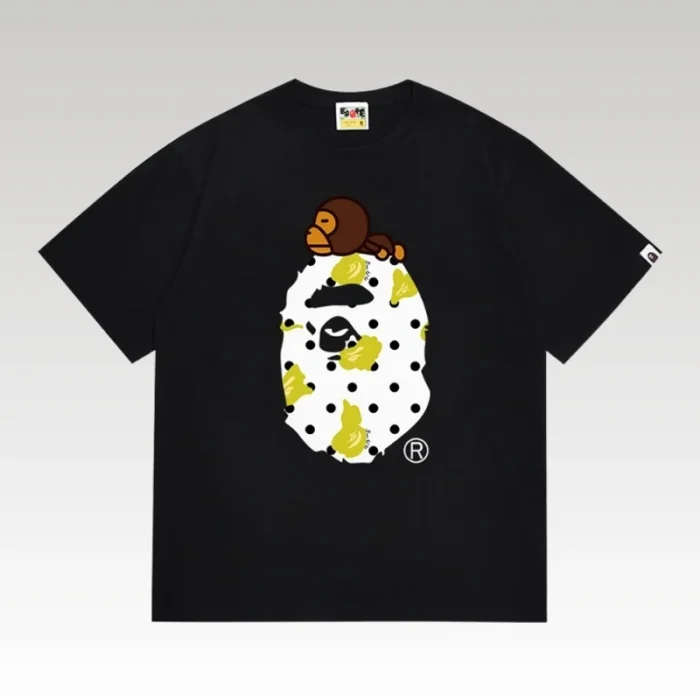 T-shirt BAPE Baby Milo Banana Ape Head Black BP051 - Drip Slum