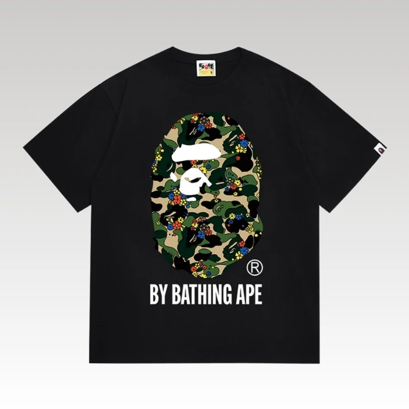 T-shirt BAPE Camo Flower Ape Head Black BP050 - Drip Slum