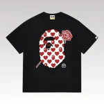 T-shirt BAPE Heart Ape Head Rose Black BP053 - Drip Slum